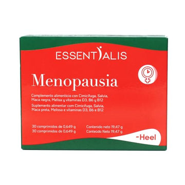 Essentialis Menopausia – con Cimicífuga, Salvia, Melisa, Maca Negra y Vitaminas D, B6 y B12 - Uso prolongado – 1 mes - Sin soja ni conservantes