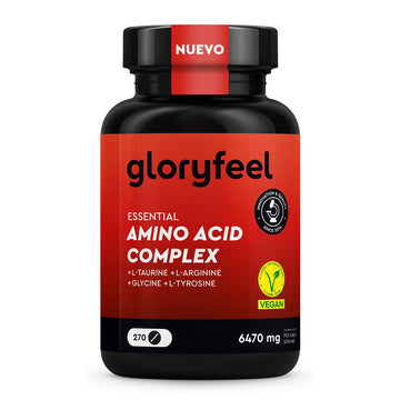 Aminoácidos Complex en altas dosis - 270 Tabletas con 12 aminoácidos (6.470 mg) al día - EAA Amino 8 + L Arginina, L Carnitina, Taurina y Glicina - Vegano, probado en laboratorio y sin aditivos
