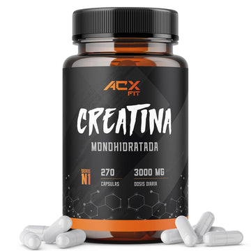 Creatina Monohidratada Cápsulas 3000mg | 270 Cápsulas | Aumento de Masa Muscular, Fuerza y Resistencia – Recuperador Muscular de Alta Potencia, Vegano y Sin OGM