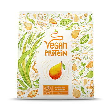 Proteína Vegana en Polvo | Sabor Mango | 100% Proteina Vegana | 21g dosis Vegan Protein Powder de Guisante y Arroz | Proteína Aislada para Masa Muscular | 600g | Alpha Foods