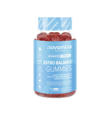 Estrogenos Femeninos - Alternativa al Estrógeno - 60 Gominolas - Equilibrio Hormonal y Niveles de Estrógenos - con Vitamina D, B6, B12, Maca y Extracto de Col, Inulina - Vegano y Sin Gluten - Novomins