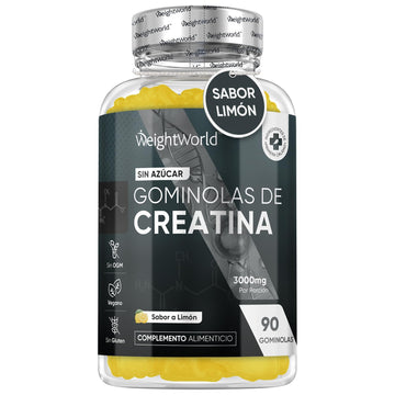 Gominolas de Creatina Monohidratada 3000mg - Gomitas Pre Entreno Sabor Limón de Creatina Monohidrato Sin Gluten ni Azúcar para Aumentar el Rendimiento y Resistencia Durante el Entreno y el Deporte