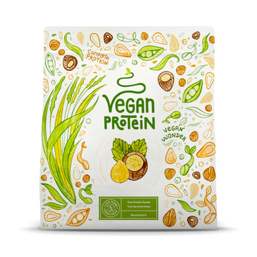Proteína Vegana en Polvo | Sabor Avellana | 100% Proteina Vegana | 19g dosis Vegan Protein Powder de Guisante, Arroz y Girasol | Proteína Aislada para Masa Muscular | 600g | Alpha Foods