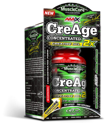 AMIX - Complemento Alimenticio - MuscleCore CreAge - 120 Cápsulas - Fórmula con Clorhidrato de Creatina - Aumenta la Fuerza y la Resistencia - Suplementos para Ganar Masa Muscular - Creatina Amix