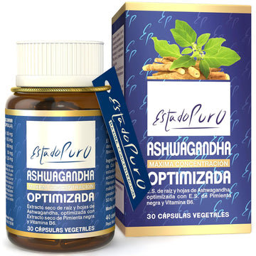 Ashwagandha Optimizada Estado Puro | Cortisol Blocker & Detox - Disminuye Cortisol, Estrés y Ansiedad | Con Sensoril Withanólidos 10% + Pimienta Negra | Vegano, No-GMO | 30 Cápsulas 1 Mes | TONGIL