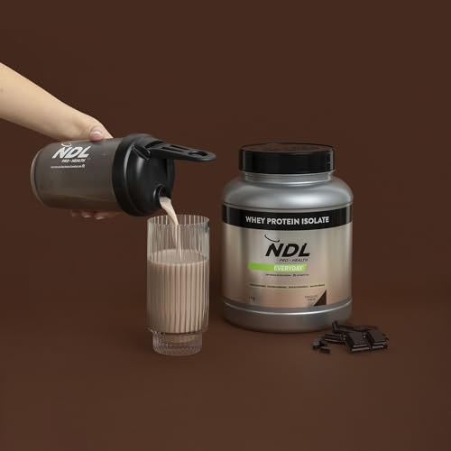 NDL Pro-Health Whey Protein Isolate – Proteína isolada, Tonifica y aumenta la masa muscular, Mejora tus entrenamientos, Alto en proteínas, Bajo en grasas – Chocolate fusion – 500 GR – 15 tomas
