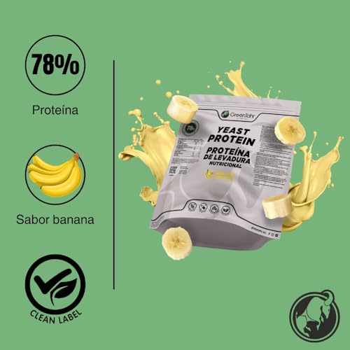Green Tahr Proteína de Levadura Nutricional Sabor Plátano 78% 750g, Proteína Vegana en Polvo Sin Lactosa Sin Azúcar y Sin Gluten, Proteínas para Masa Muscular, Vegan Protein Origen No Animal