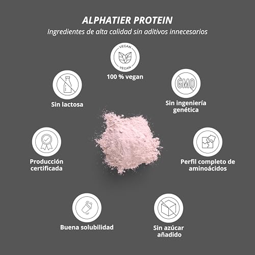Alphatier Phenomenal Proteínas en Polvo con BCAA y EAA - Fresa 1 kg - 72% de Proteína - Strawberry Protein Powder - con Aminoácidos - sin Gluten + Lactosa - vegano