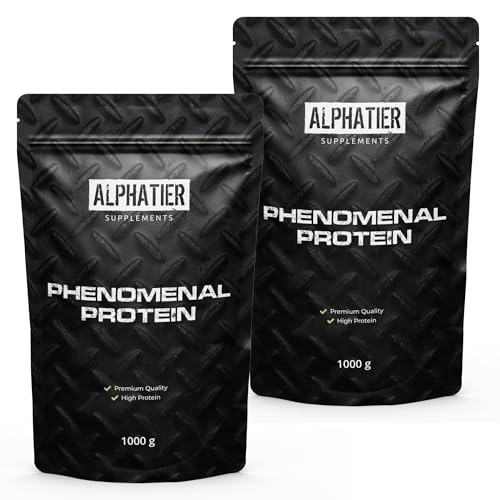 Alphatier Phenomenal Proteínas en Polvo con BCAA y EAA - Fresa 1 kg - 72% de Proteína - Strawberry Protein Powder - con Aminoácidos - sin Gluten + Lactosa - vegano