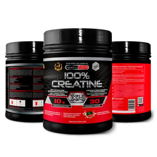 Healthy Fusion 100% Creatina Monohidrato, Alta dosis | 10gr de Creatina por toma | Promueve el crecimiento muscular y mejora la resistencia física | Alta solubilidad | 300g sabor sandía
