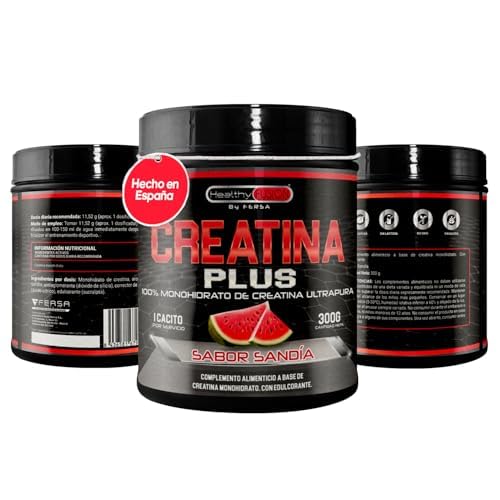 Healthy Fusion Creatina Monohidrato en polvo | 100% Creatina Pura Monohidrato sin añadidos| Favorece el crecimiento muscular y aumenta el rendimiento físico | Alta solubilidad | 300 g Sabor Sandía