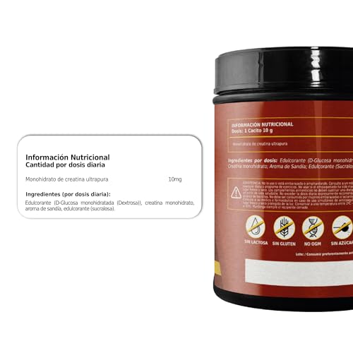 Healthy Fusion | 10.000mg/dosis de Creatina Monohidrato | Creatina 80mesh 100% pura y limpia | Mejora el rendimiento físico y aumenta el crecimiento muscular | 300 gr. Sabor Sandía