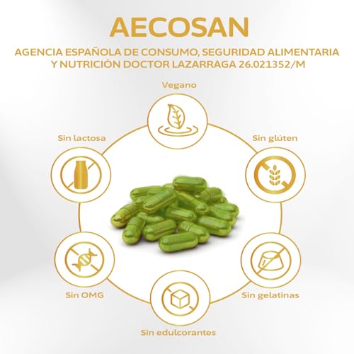 Lazarraga Tratamiento para la Menopausia - Control de sofocos - Alivia la hinchazón abdominal, Vegano, 180 cápsulas, con vitamina B6, B12, D3 - sin soja ni conservantes - Suministro para 3 Meses