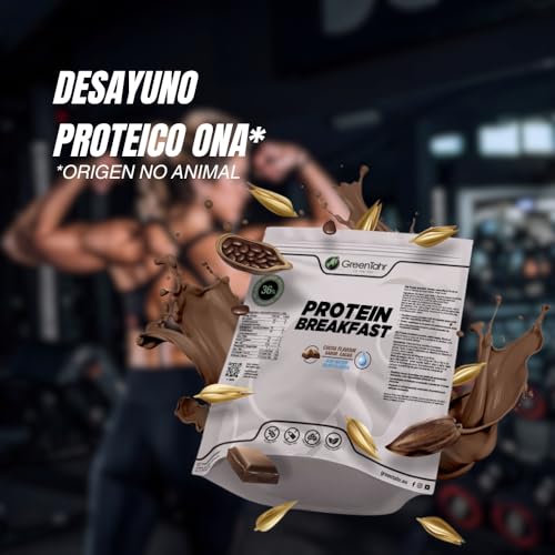 Green Tahr Desayuno Proteico Vegano en Polvo Sabor Chocolate 1kg, Con Avena y Proteína de Levadura, Ideal para Batido de Proteínas, Sin Gluten, Sin Azúcares Añadidos, Apto para Masa Muscular