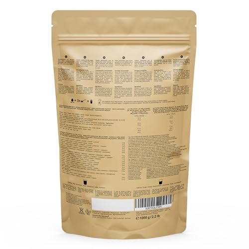 Vegan Protein Powder Vanilla - Proteinas Sin Soja 1kg - Batido de 5k Mezcla de Proteínas de Guisantes, Trigo Sarraceno, Semillas de Cáñamo, Arroz y Semillas de Calabaza