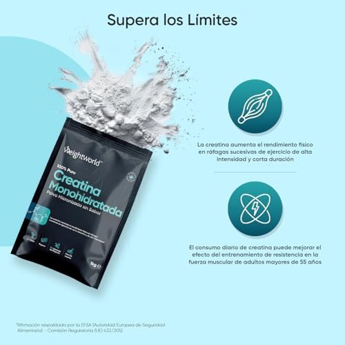 Creatina Monohidratada en Polvo 1kg/1000g para 330 Días - 100% Puro, Factor de Malla 200, 100% Monohidrato de Creatina Micronizada - Sin Sabor, Vegana, Sin Estearato de Magnesio, Cuchara Incluida