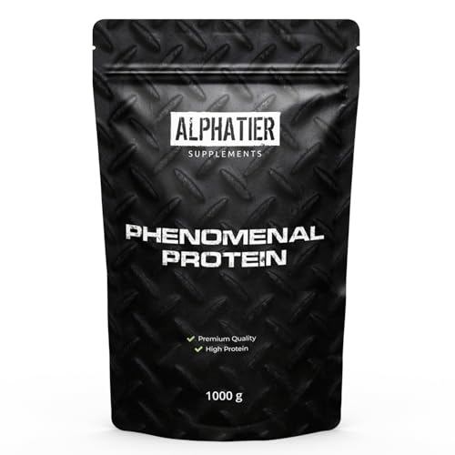 Alphatier Phenomenal Proteínas en Polvo con BCAA y EAA - Fresa 1 kg - 72% de Proteína - Strawberry Protein Powder - con Aminoácidos - sin Gluten + Lactosa - vegano