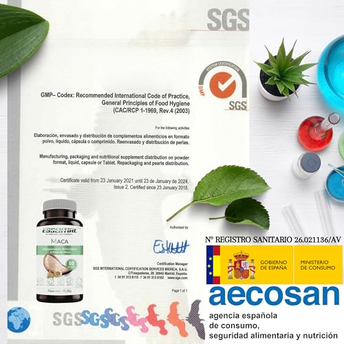 Maca Andina en Cápsulas. Potente Suplemento, 4.000mg Concentrado (4:1) Energía, Resistencia, Memoria, Líbido, Inmunidad y Equilibrio Hormonal - 60 Caps Fabricado en España.