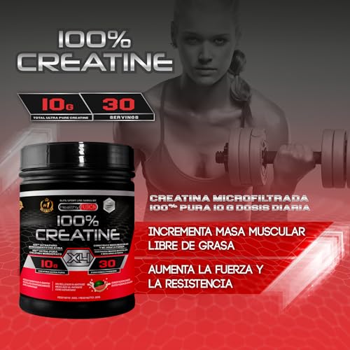 Healthy Fusion 100% Creatina Monohidrato, Alta dosis | 10gr de Creatina por toma | Promueve el crecimiento muscular y mejora la resistencia física | Alta solubilidad | 300g sabor sandía