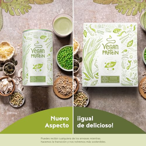 Proteína Vegana en Polvo | Sin Sabor | 100% Proteina Vegana | 23g dosis Vegan Protein Powder de Guisante, Arroz, Girasol y Soja | Proteína Aislada para Masa Muscular | 600g | Alpha Foods