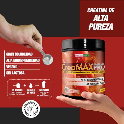 Healthy Fusion | 10.000mg/dosis de Creatina Monohidrato | Creatina 80mesh 100% pura y limpia | Mejora el rendimiento físico y aumenta el crecimiento muscular | 300 gr. Sabor Sandía