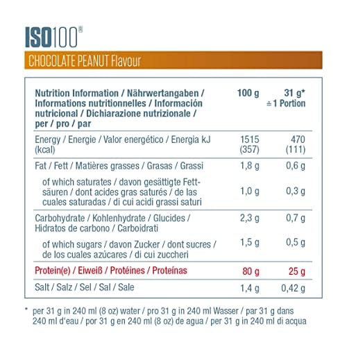 Dymatize ISO 100 Hydrolyzed Chocolate Peanut 2264g - Hidrolizado de Proteína de Suero Whey + Aislado en Polvo