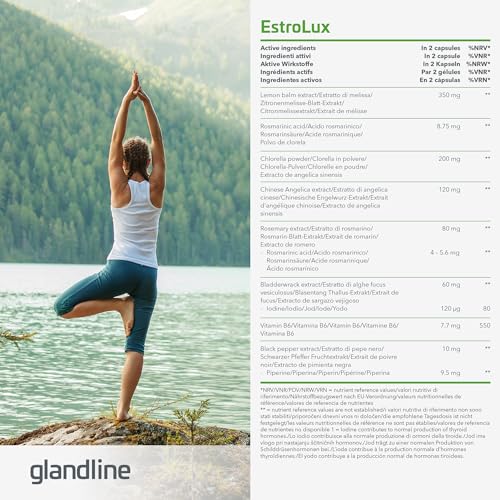 Estrogenos Femeninos - Yodo, Chlorella, Vitamina B6, Romero, Melisa - Menopausia - 120 Cápsulas para 60 Días - Producto Natural que Equilibra los Niveles de Estrógenos - Estrolux Sensilab