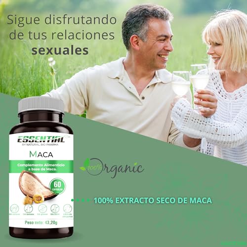 Maca Andina en Cápsulas. Potente Suplemento, 4.000mg Concentrado (4:1) Energía, Resistencia, Memoria, Líbido, Inmunidad y Equilibrio Hormonal - 60 Caps Fabricado en España.