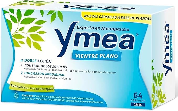 Ymea Menopausia Vientre Plano, Sofocos e Hinchazón, Tratamiento 2 Meses - Pack Duplo 2 x 64 Cápsulas