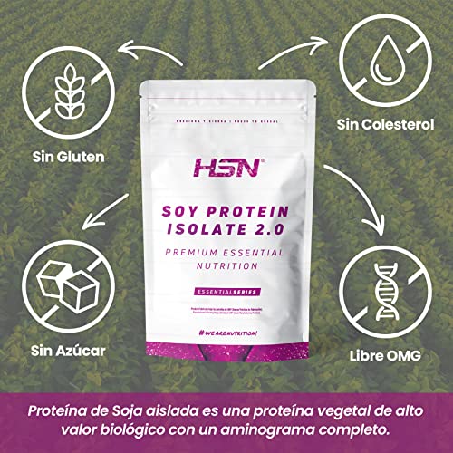 Proteína de Soja Aislada de HSN | Sabor Chocolate 2 Kg = 67 Tomas por Envase | 100% Vegana | Soy Protein Isolate | No-GMO, Sin Gluten