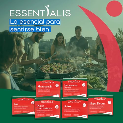 Essentialis Menopausia – con Cimicífuga, Salvia, Melisa, Maca Negra y Vitaminas D, B6 y B12 - Uso prolongado – 1 mes - Sin soja ni conservantes