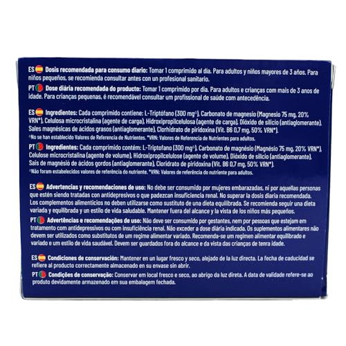 Essentialis Triptófano - Con magnesio y vitamina B6 – Para mantener un buen estado de ánimo todo el día - Envase para 60 días – Comprimidos vegano –1 al día