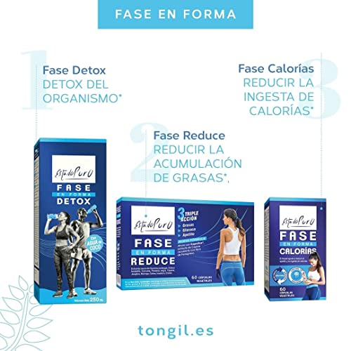 Fase Reduce Estado Puro - Quemagrasas Potente para Adelgazar - Adelgazante x3 Grasas, Glucosa, Apetito - Garcinia Cambogia, Forskolina, Moringa, Capsaicina, Inositol, Cromo - 60 Cápsulas de Tong-il