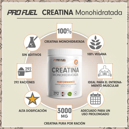 Creatina monohidratada en polvo 1kg / 1000g - Creatina monohidratada en calidad micronizada - óptimamente dosificada - creatina pura en polvo sin aditivos - 100% vegana - para 292 dias
