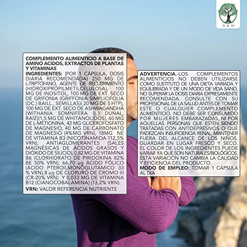 Pastillas Antiestres Adultos | Triptofano con Magnesio Ashwagandha Capsulas Ansiedad Naturales | B12 Vitamina | Vitamina b6 | Acido Folico | 5 HTP | Anti Ansiedad Pastillas Naturales Anti Stress