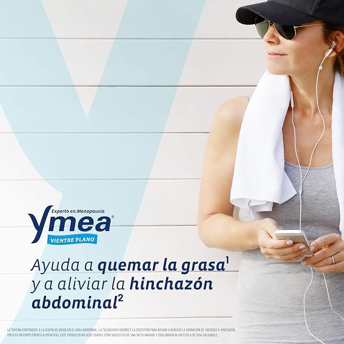 Ymea Menopausia Vientre Plano, Sofocos e Hinchazón, Tratamiento 2 Meses - Pack Duplo 2 x 64 Cápsulas
