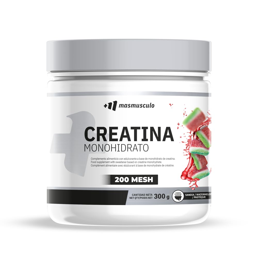MM Supplements - Creatina Monohidrato 200 Mesh - 300 g - Aumenta la Fuerza y Masa Muscular - Mejora el Rendimiento Físico - Reduce la Fatiga - Sabor Sandías de Gominola