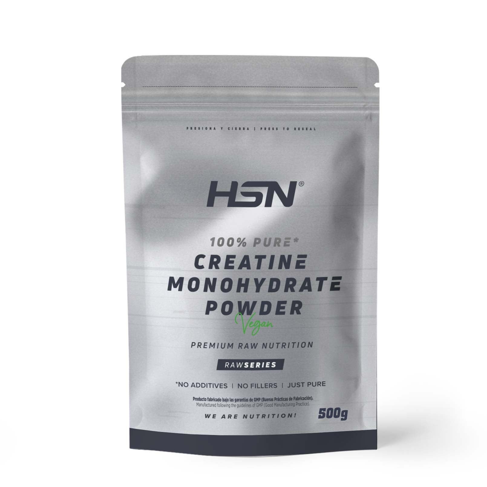 HSN Creatina Monohidrato en Polvo Sin Sabor 500g | 100% Monohidrato de Creatina Micronizada | No Incluye Dosificador | Sin Añadidos y Libre de Contaminantes | No-GMO, Vegano, Sin Gluten