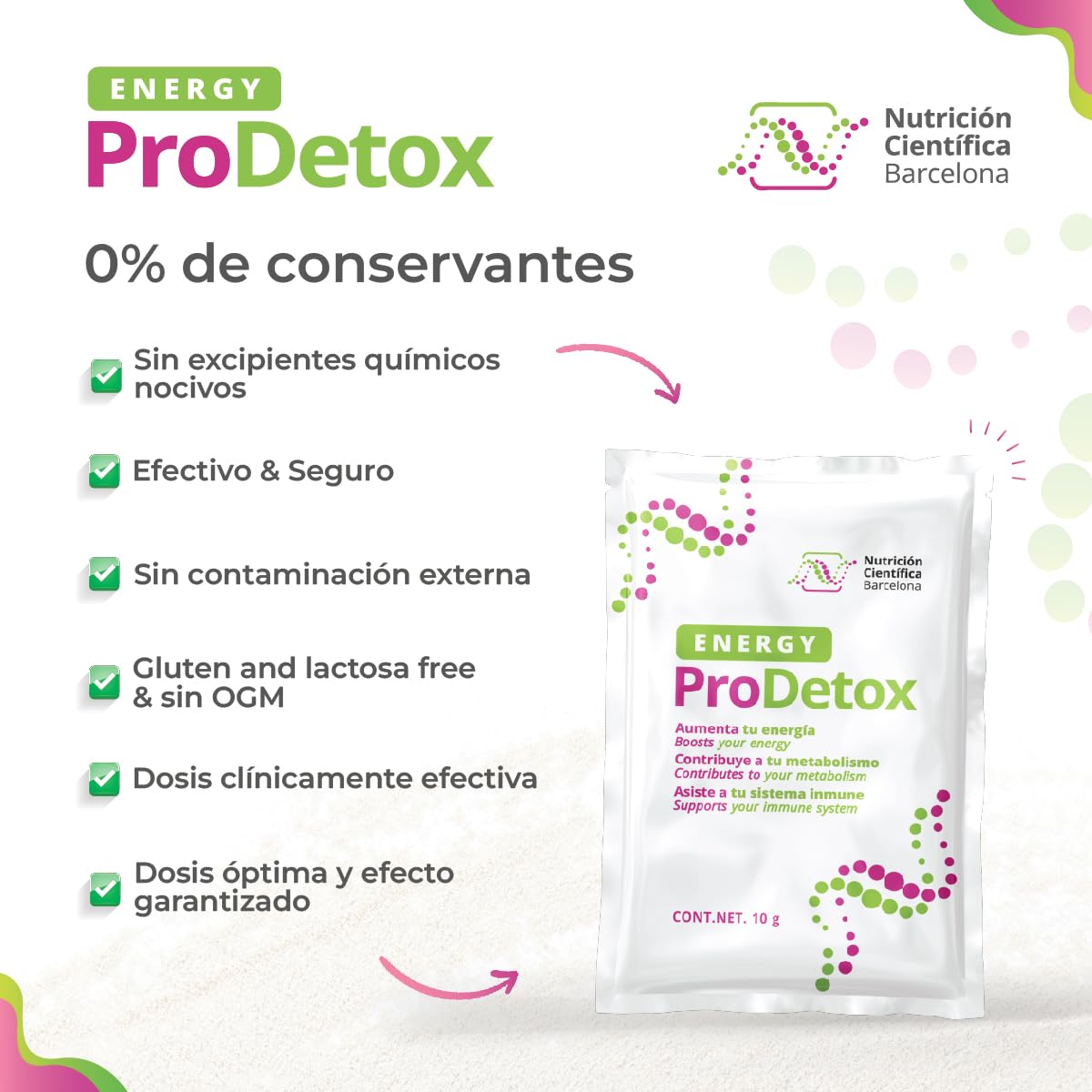 ENERGYPRODETOX - Ayuda a Cuerpo y Mente a Rendir Plenamente: Detox profundo, Energía instantánea, Antioxidante, Mejora Sistema Inmune y Microbiota, Aminoácidos + Vitaminas + Plantas - 22 sobres x 10g