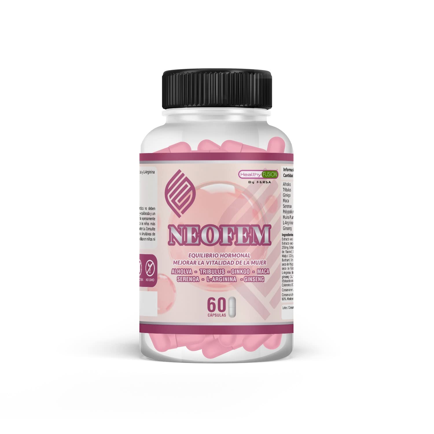 Neofem | Equilibrio hormonal para ellas | Mejora la vitalidad | Plantas Alholva, Tribulus, Ginkgo y Maca | 60 cápsulas