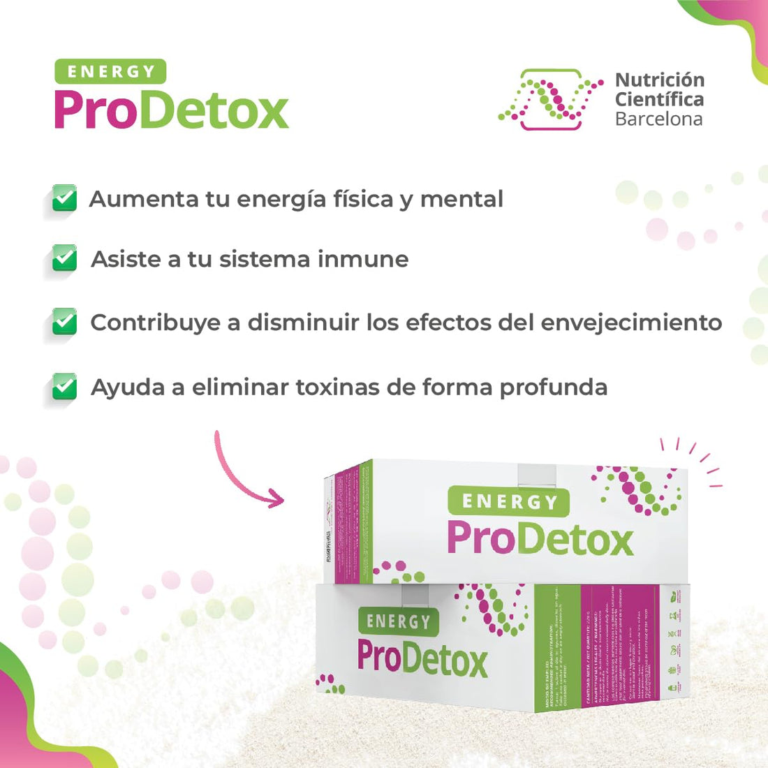 ENERGYPRODETOX - Ayuda a Cuerpo y Mente a Rendir Plenamente: Detox profundo, Energía instantánea, Antioxidante, Mejora Sistema Inmune y Microbiota, Aminoácidos + Vitaminas + Plantas - 22 sobres x 10g