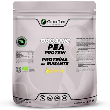 Green Tahr Proteína de Guisante Sabor Plátano 79% 750g, Proteína Vegana en Polvo Sin Lactosa, Sin Azúcar y Sin Gluten, Apta para Ganar Masa Muscular, Vegan Origen No Animal