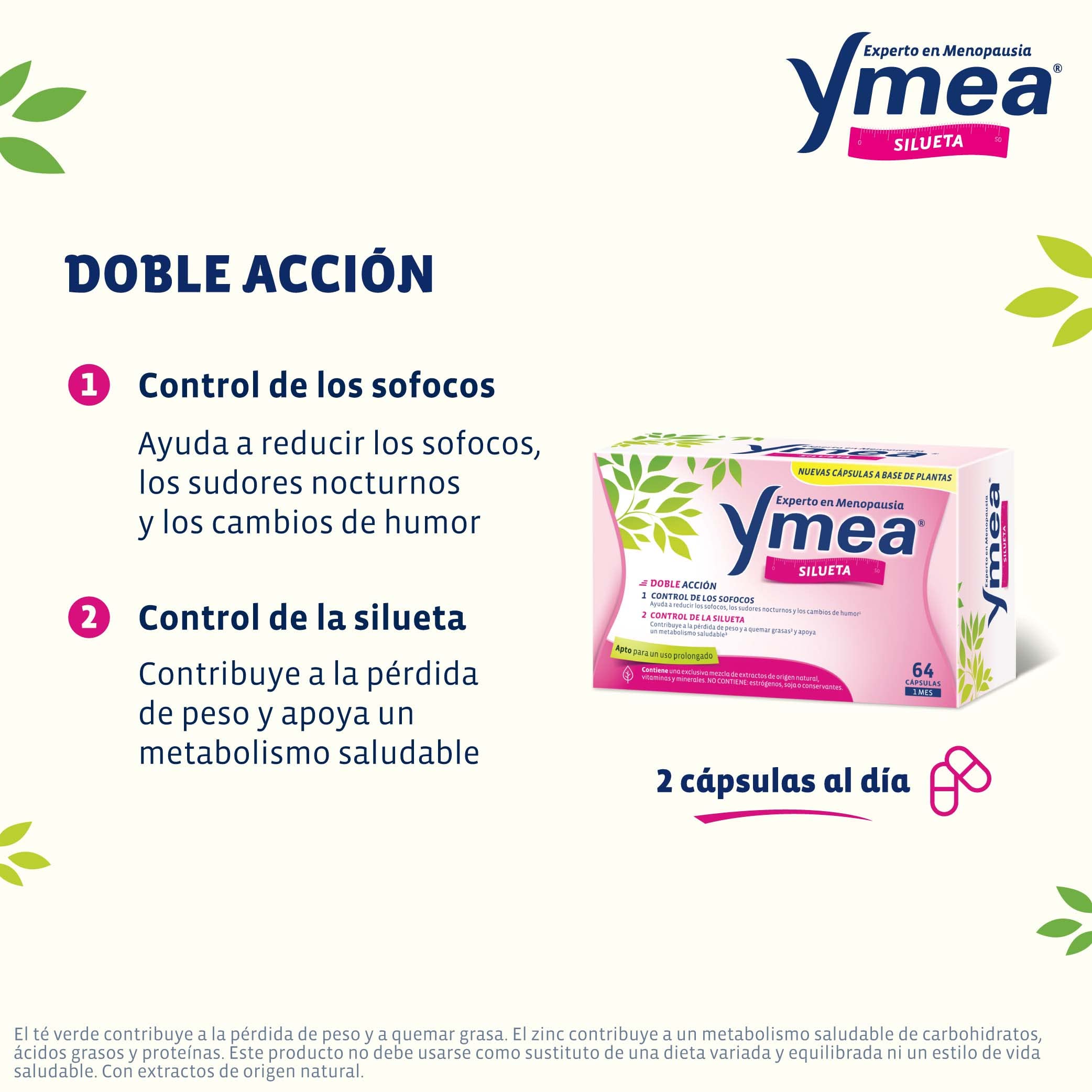 Ymea Menopausia Silueta, Control de Sofocos y Figura, Tratamiento 1 Mes - 64 Cápsulas