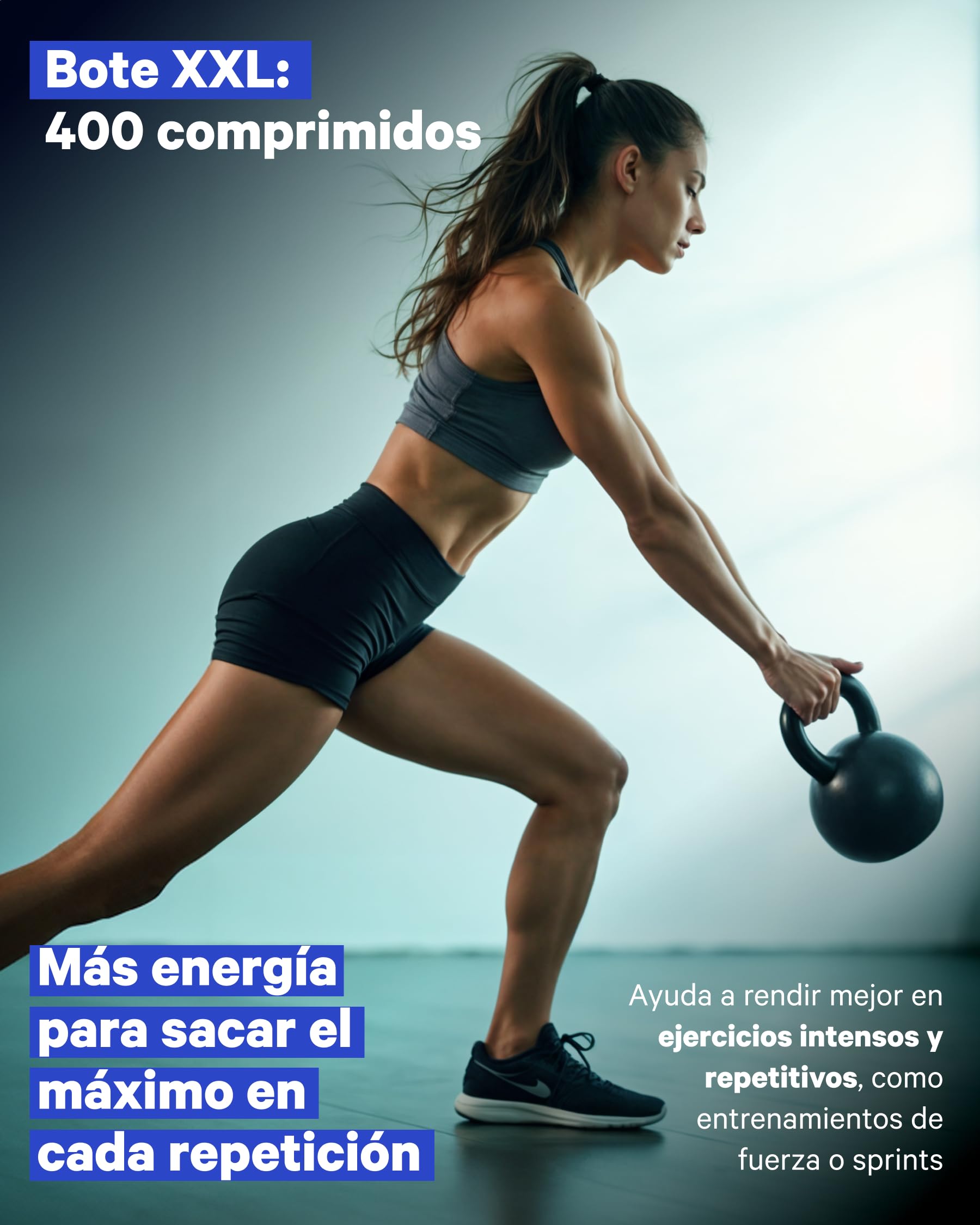 Creatina Monohidratada 3000 mg – 400 comp | Mejora Fuerza, Masa Muscular, Resistencia, Recuperación, Energía y Agilidad Mental | Vegano, Sin Gluten, No OGM | Para Hombre y Mujer