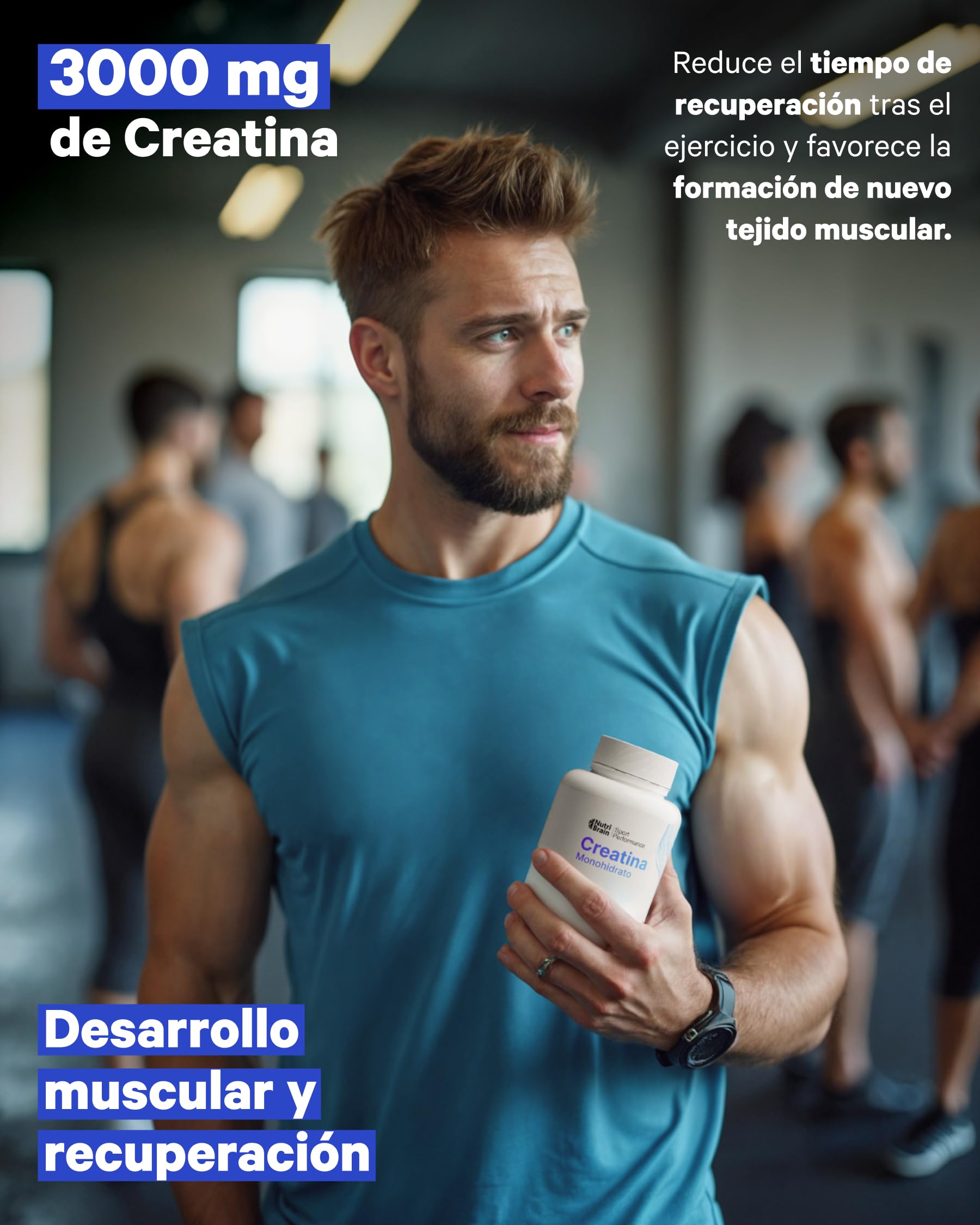 Creatina Monohidratada 3000 mg – 400 comp | Mejora Fuerza, Masa Muscular, Resistencia, Recuperación, Energía y Agilidad Mental | Vegano, Sin Gluten, No OGM | Para Hombre y Mujer