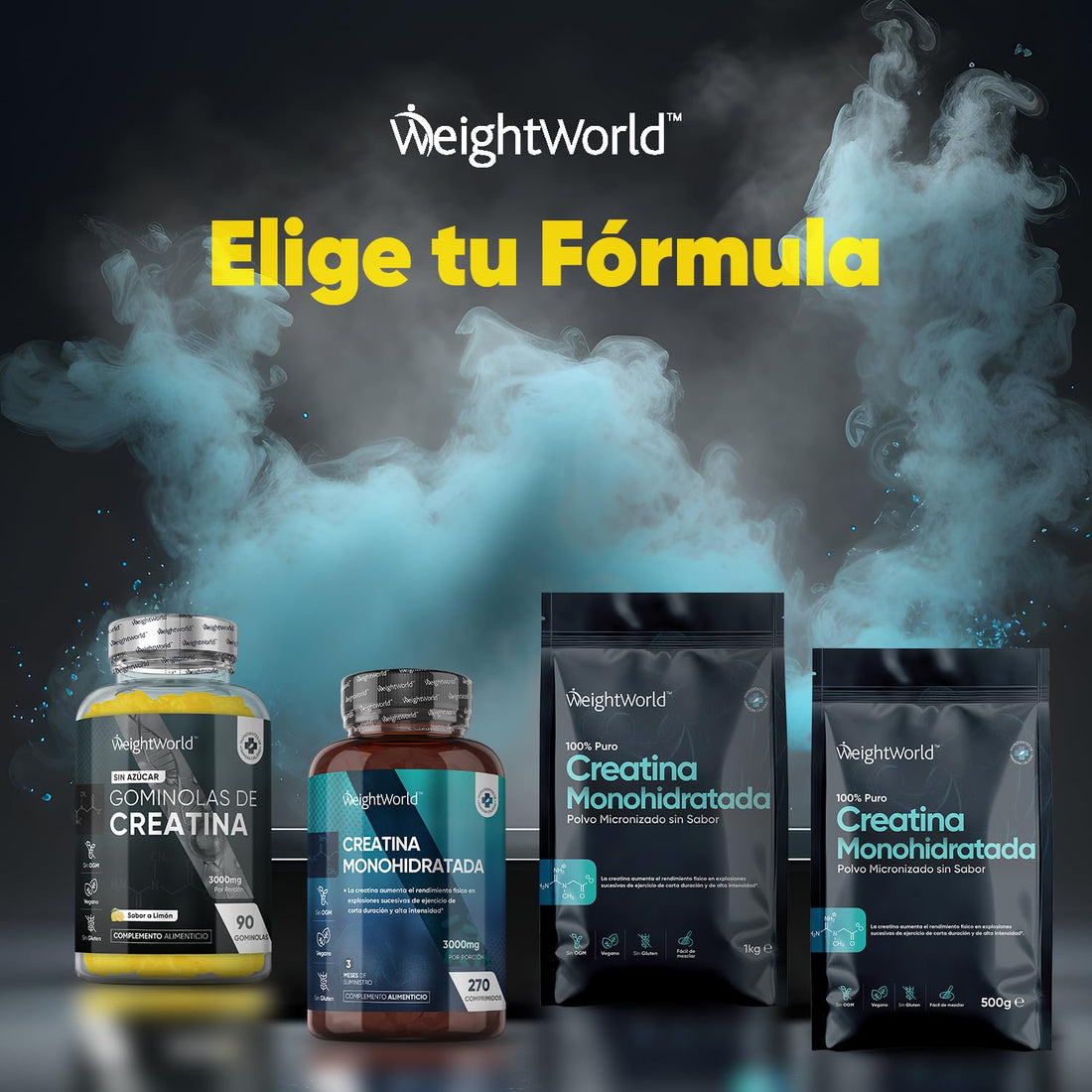 Gominolas de Creatina Monohidratada 3000mg - Gomitas Pre Entreno Sabor Limón de Creatina Monohidrato Sin Gluten ni Azúcar para Aumentar el Rendimiento y Resistencia Durante el Entreno y el Deporte