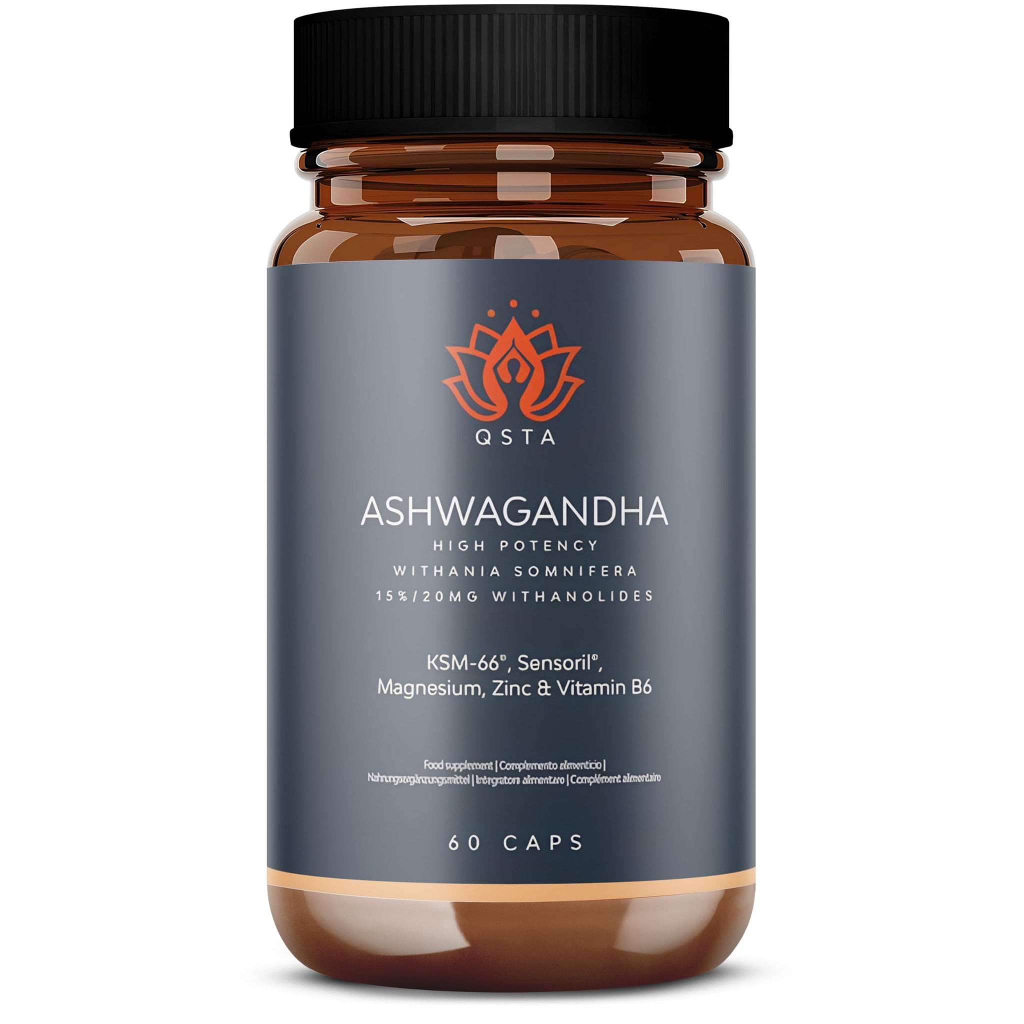 Ashwagandha KSM-66 con Sensoril (15-20% Withanolidos) - Alta Potencia Adaptógeno y Nootropico, Sueño Profundo, Bienestar, Energía, Concentración y Reducción de Cortisol, 2 Meses