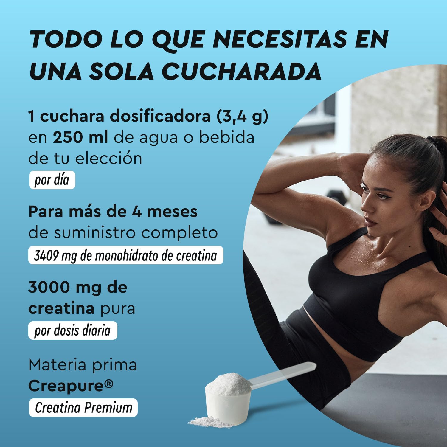 Creatina Monohidratada 500 g (Creapure®) - Polvo Micronizado 99,99% puro - 147 porciones de Creatina Monohidrato, 3409mg por día - Materia prima de primera calidad de Alemania - Sin aditivos