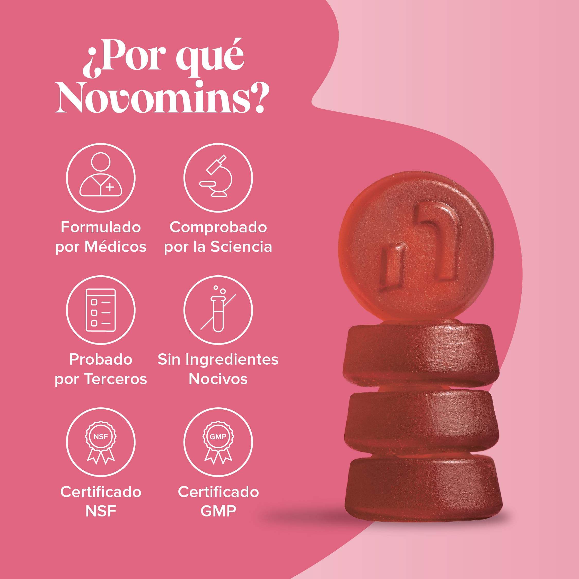 Perimenopausia Suplemento - 60 Gominolas - con Maca, Trébol Rojo, Salvia, Probioticos, Ashwagandha - para la Perimenopausia y Menopausia - Sin Azúcar - Equilibrio Hormonal para la Mujer - Novomins