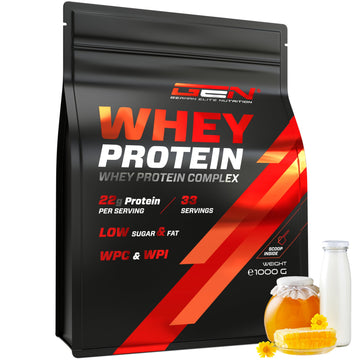 Whey Protein Complex - 1000 g (Leche con miel) - Con contenido de aislado - Polvo de proteína soluble instantánea con BCAA y EAA - German Elite Nutrition